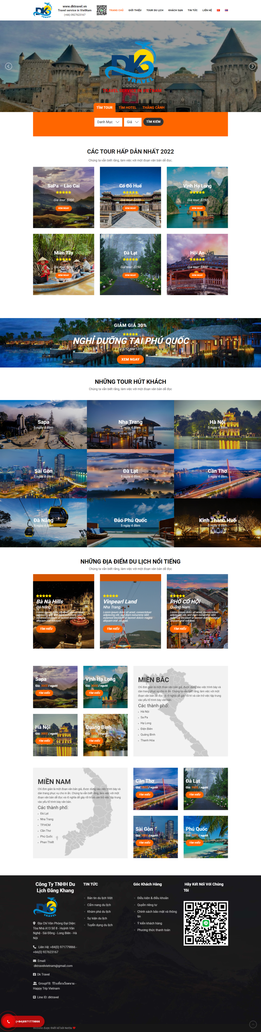 mẫu website du lịch