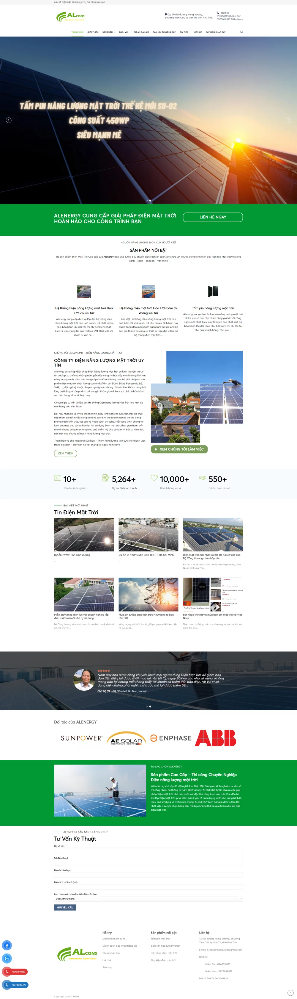 Mẫu website giới thiệu công ty năng lượng mặt trời