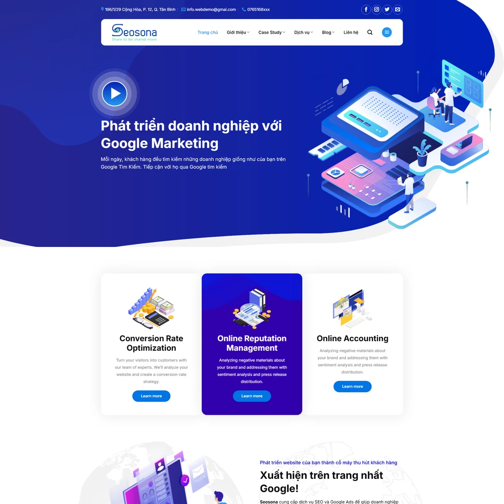 Mẫu theme wordpress công ty agency seo sona