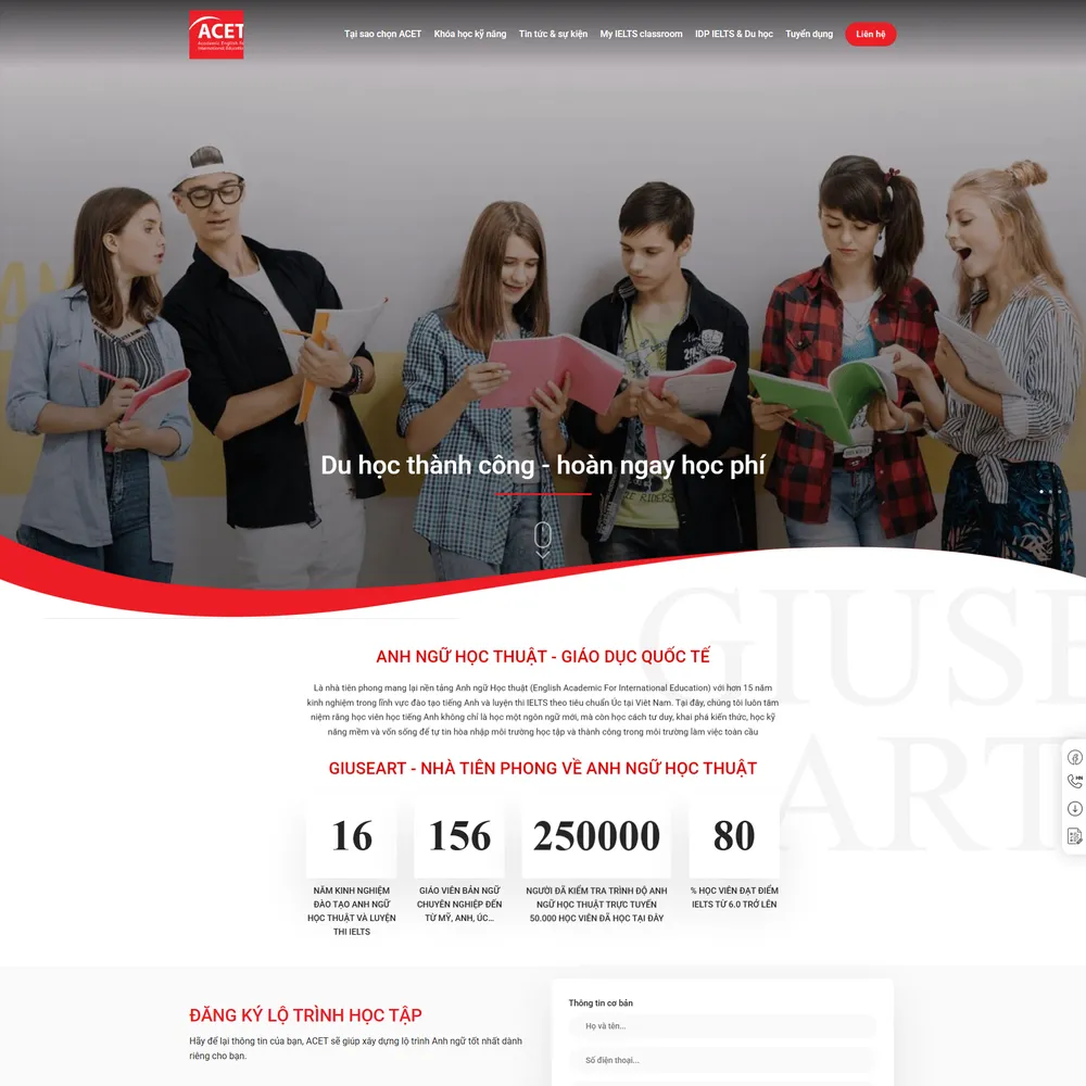 Mẫu website trung tâm Anh ngữ Babylon