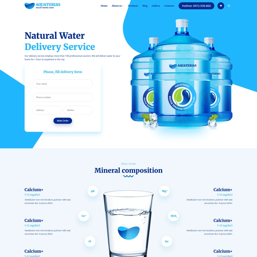 Mẫu theme wordpress bán nước uống Aqua M-126