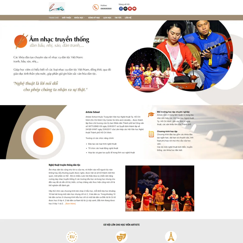 Mẫu theme trung tâm văn học nghệ thuật âm nhạc M-127