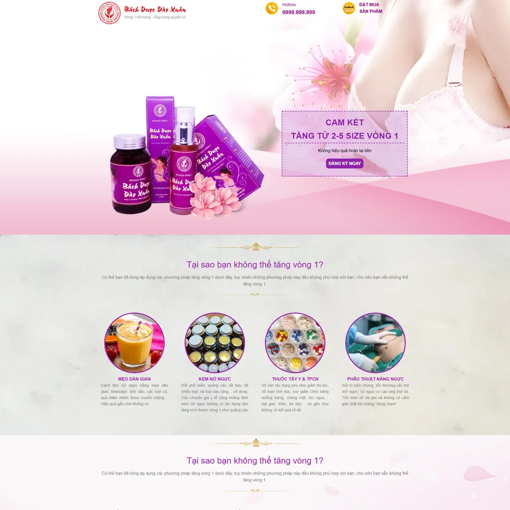 Mẫu website Landingpage giới thiệu mỹ phẩm, thực phẩm chức năng Bách Dược