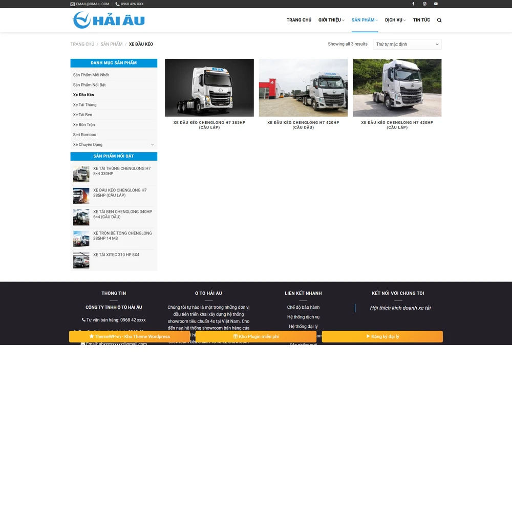 Mẫu website bán xe ô tô, xe tải đầu kéo M-138