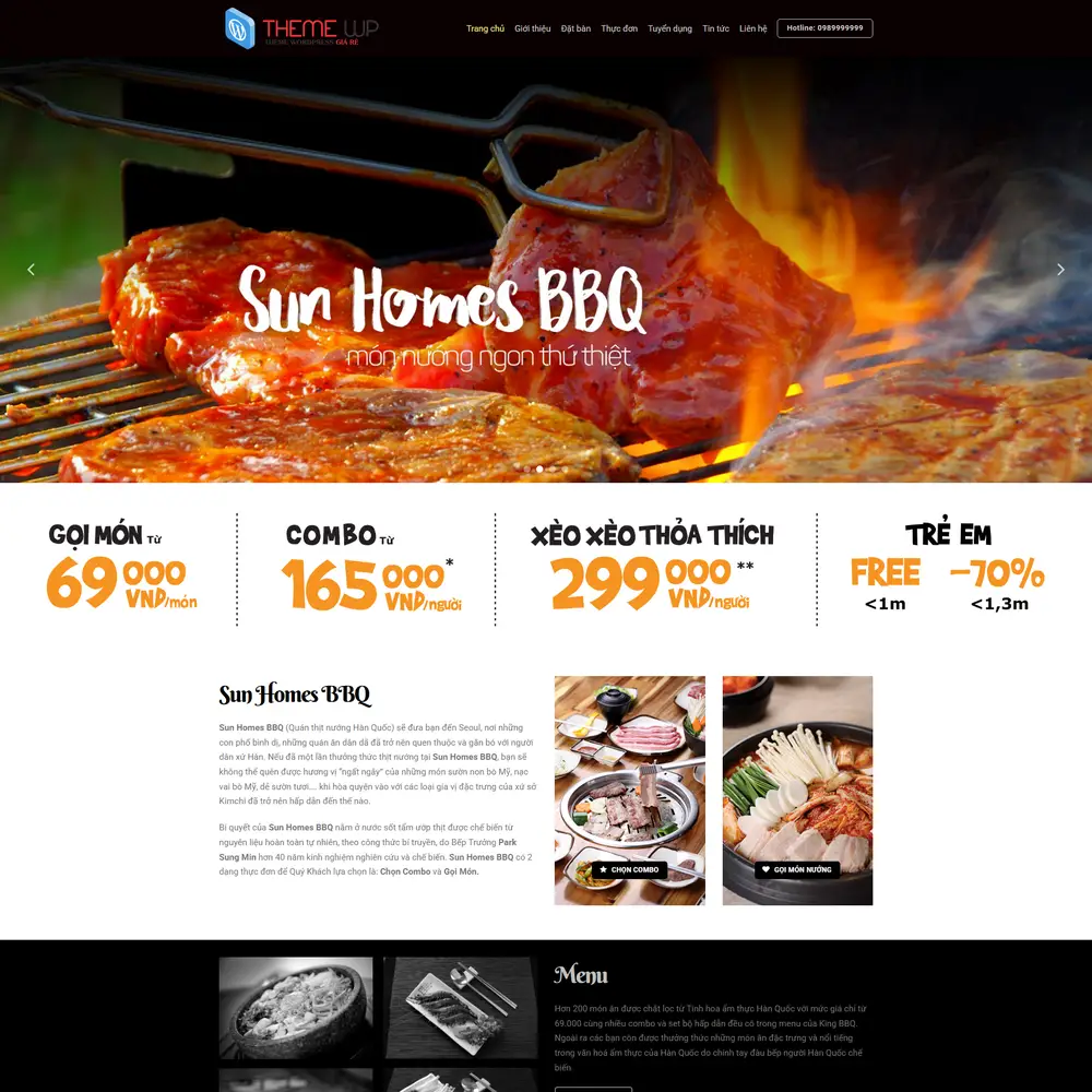 Mẫu website nhà hàng, quán ăn BBQ M-140