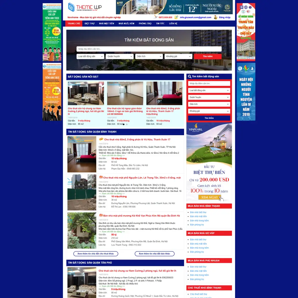 Mẫu website mua bán rao vặt Bất động sản M-141