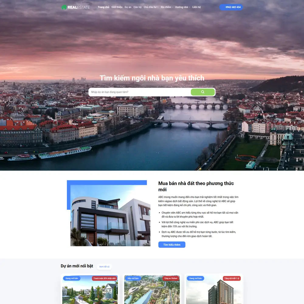 Mẫu website Dự án Bất động sản Real Estate M-145