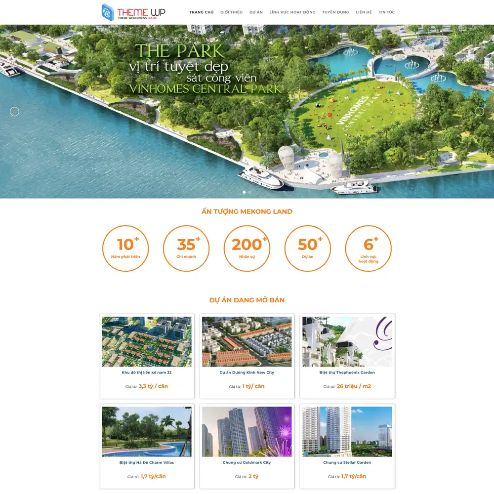 Mẫu website Dự án Bất động sản Mekong Land M-150