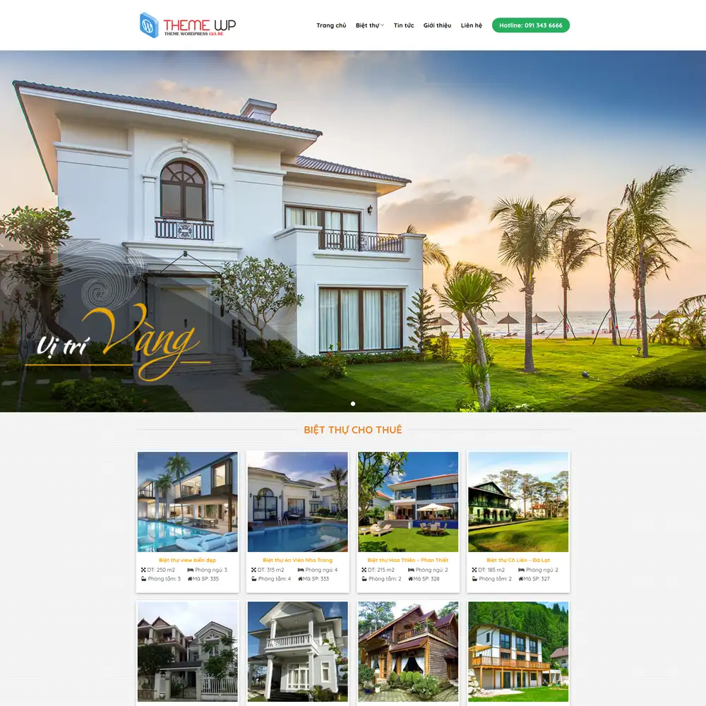 Mẫu website Bất động sản biệt thự cho thuê M-154