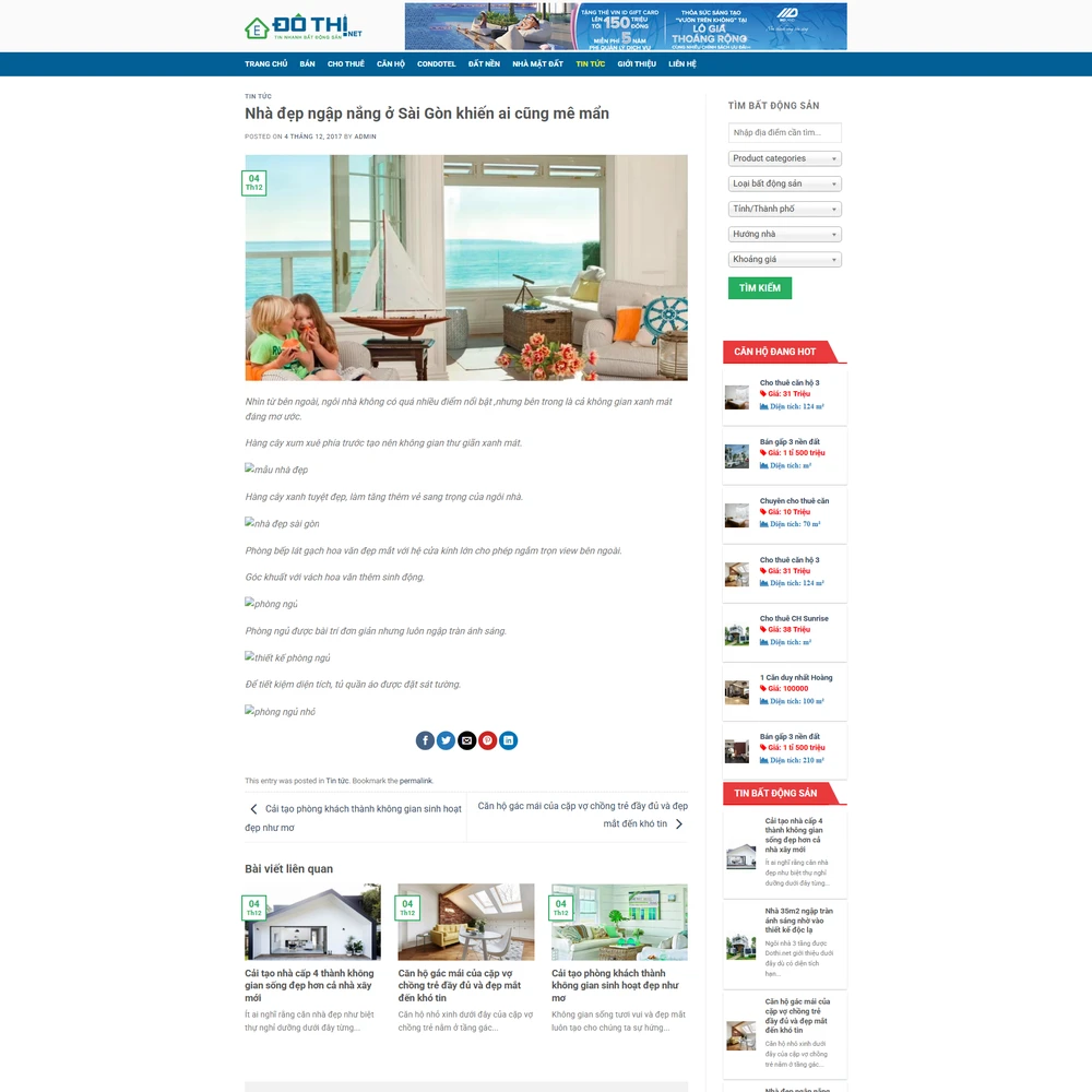 Mẫu website Đăng tin Bất động sản đô thị M-160