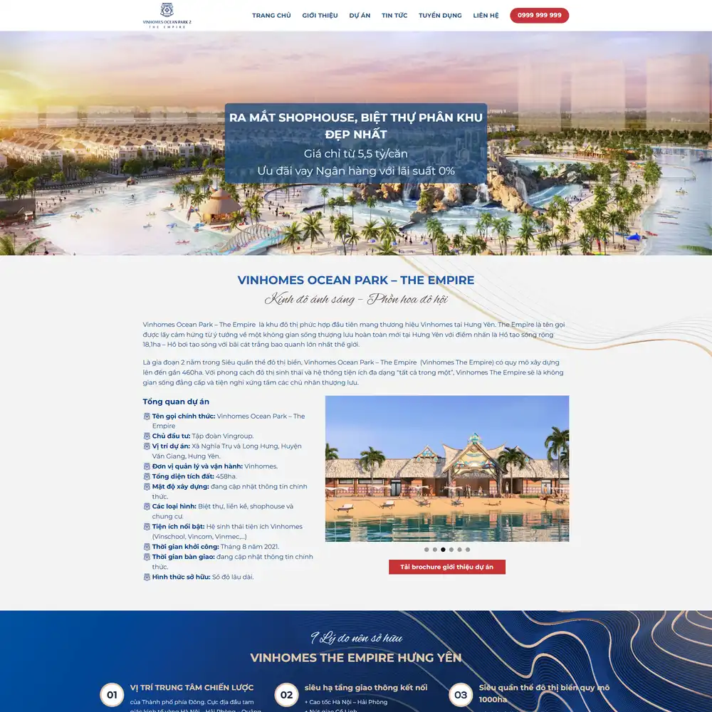 Mẫu website Landing BDS Vinhomes Ocean Park 2 M-164