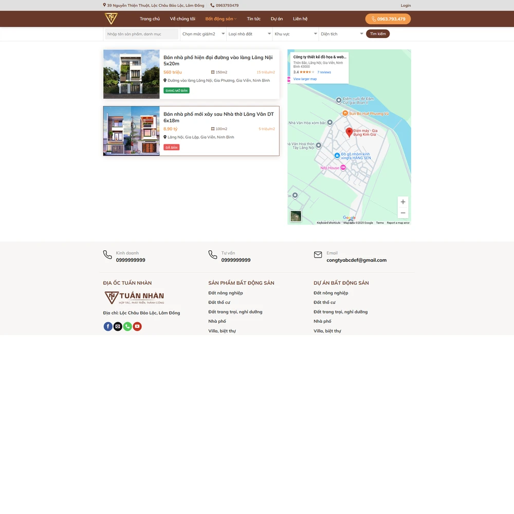 Mẫu website Bất động sản Địa ốc Tuấn Nhàn M-165