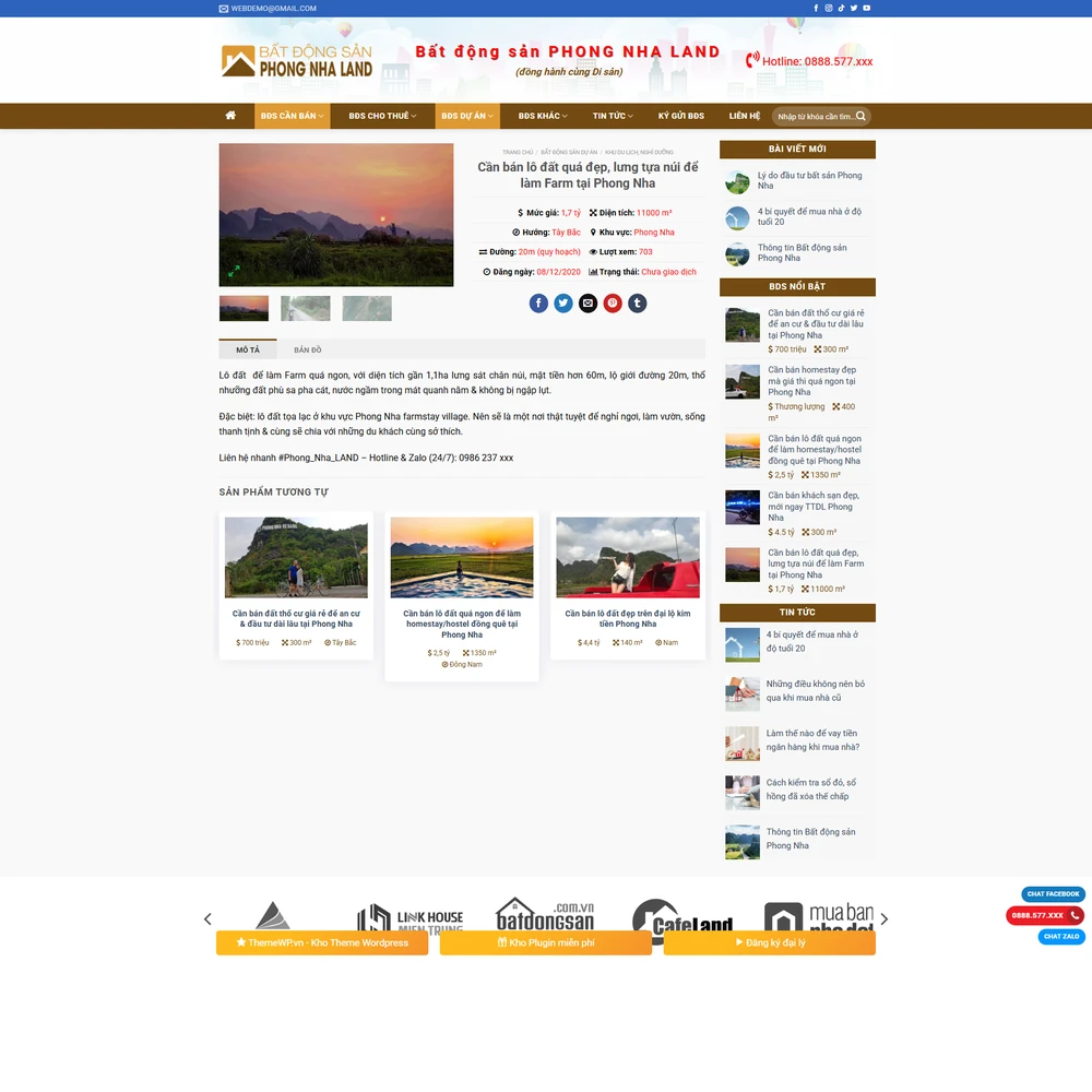 Mẫu website Bất động sản Phong Nha Land M-166
