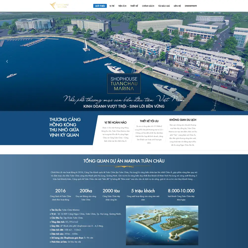 Mẫu website dự án Bất động sản Tuần Châu Marina M-168