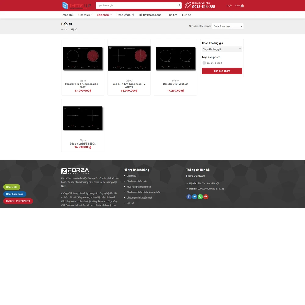 Mẫu website Thiết bị bếp, thiết bi phòng tắm Forza M-177