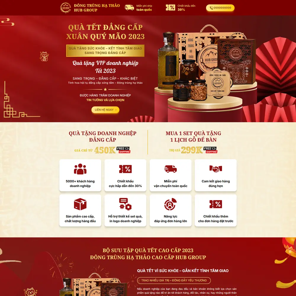 Mẫu website Đông trùng hạ thảo HUB Group