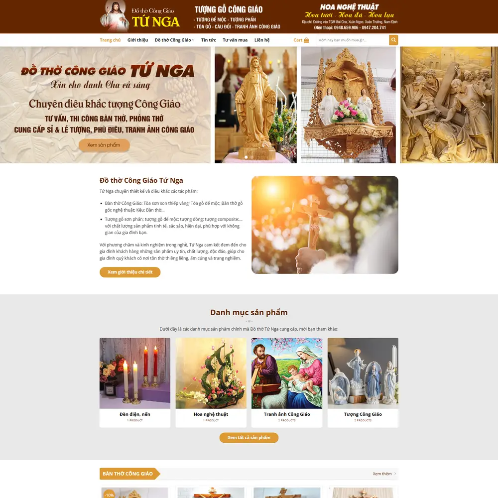 Mẫu website Đồ thờ Công Giáo Tứ Nga
