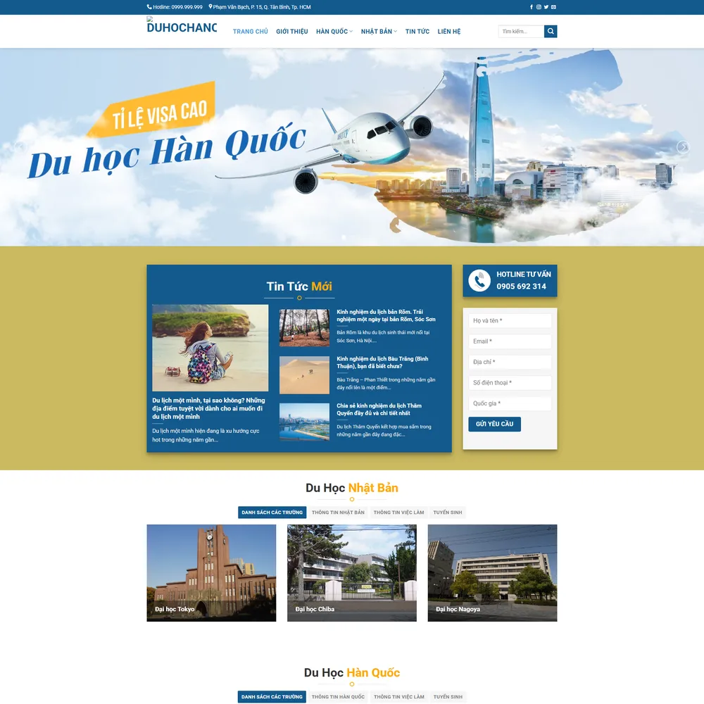 Mẫu website Du học Hàn Quốc Nhật Bản Korea Link