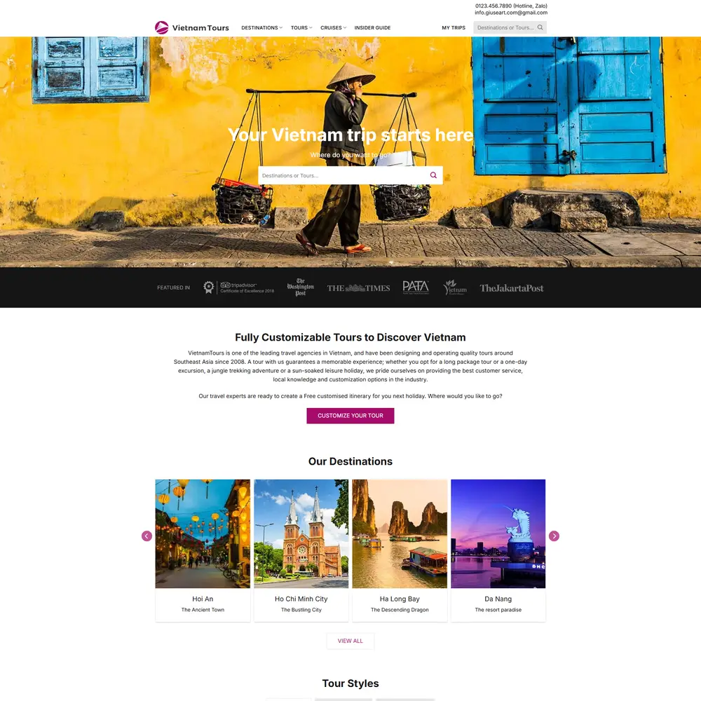 Mẫu website Du lịch quốc tế Việt Nam Tours