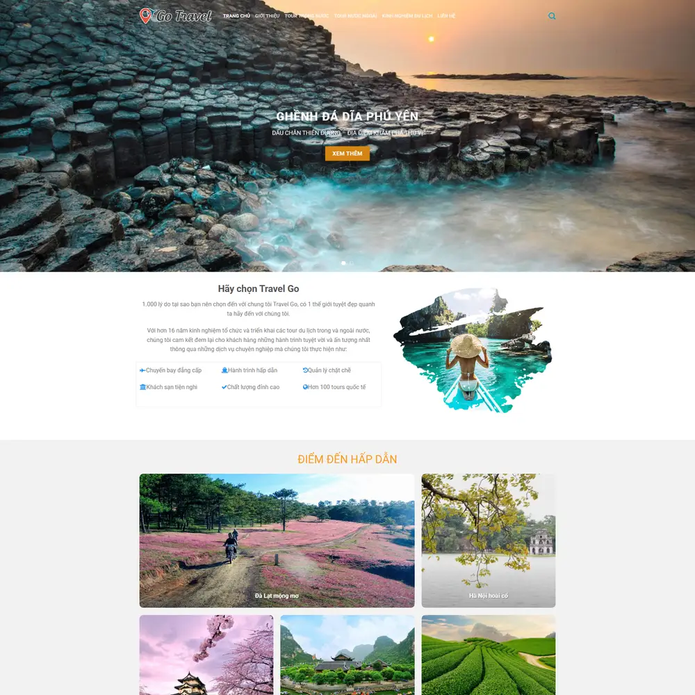 Mẫu website Du lịch khám phá Việt Hương Tour