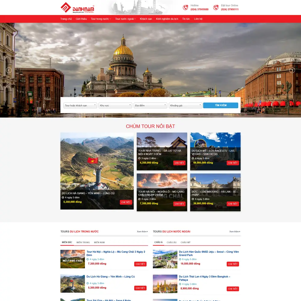Mẫu website Du lịch khám phá Đại Nam Tour