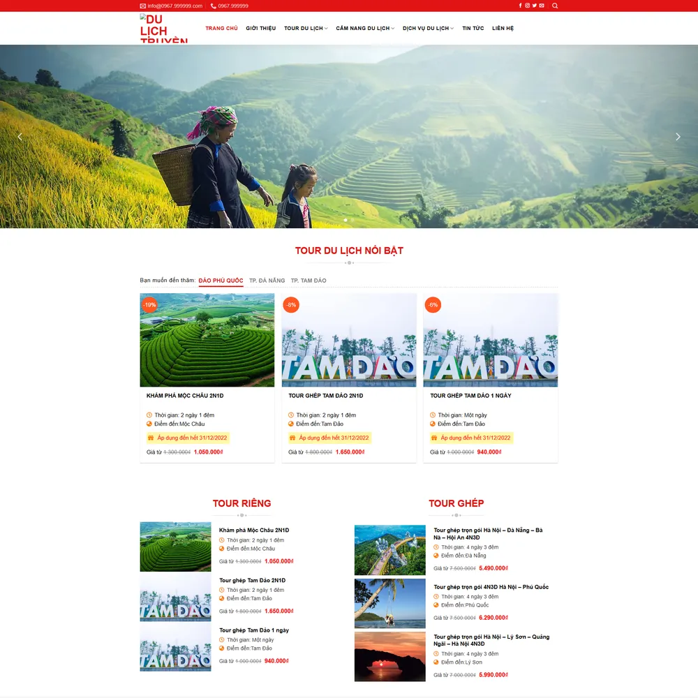 Mẫu website Du lịch Truyền Thông Việt