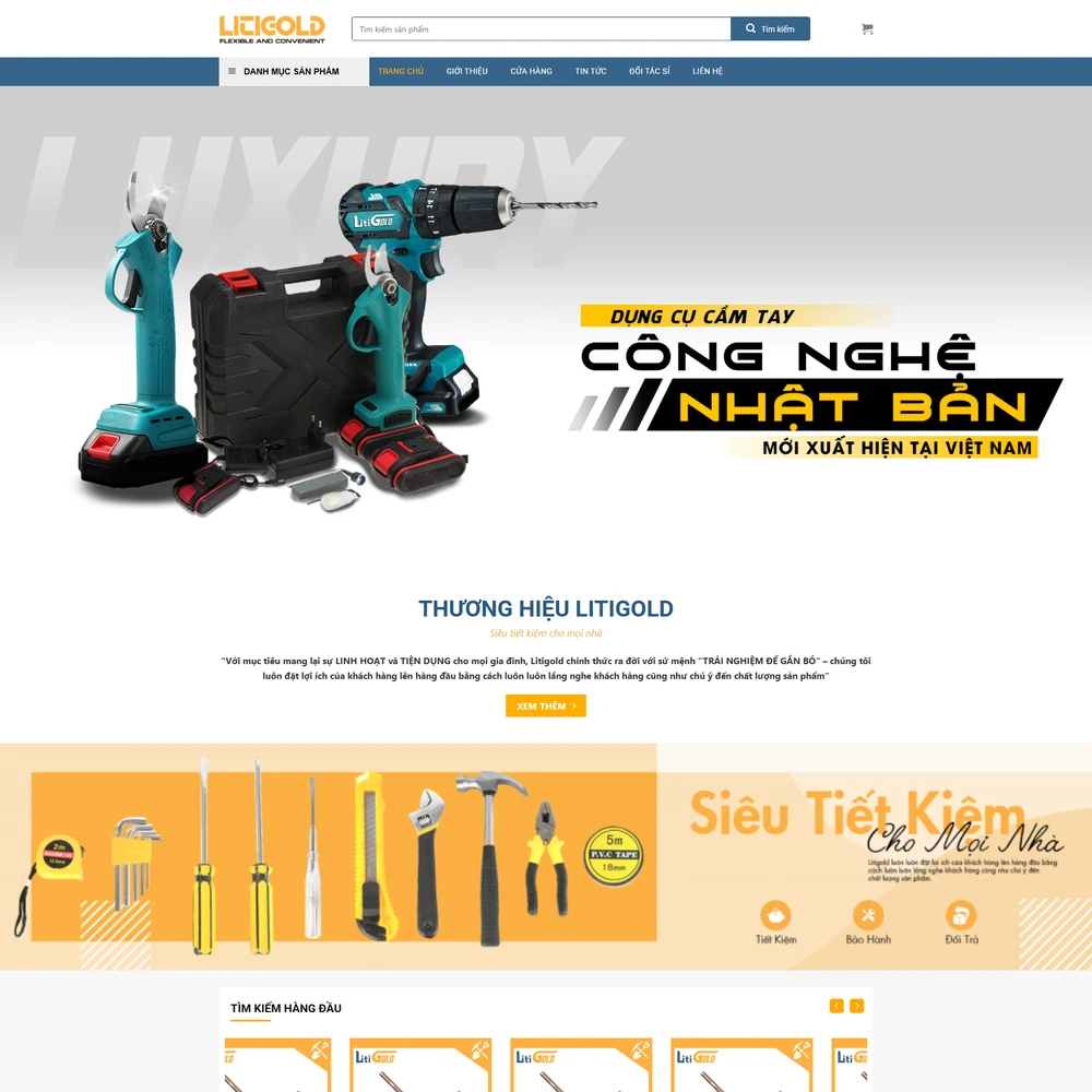 Mẫu website bán dụng cụ lao động nhà vườn LitiGold