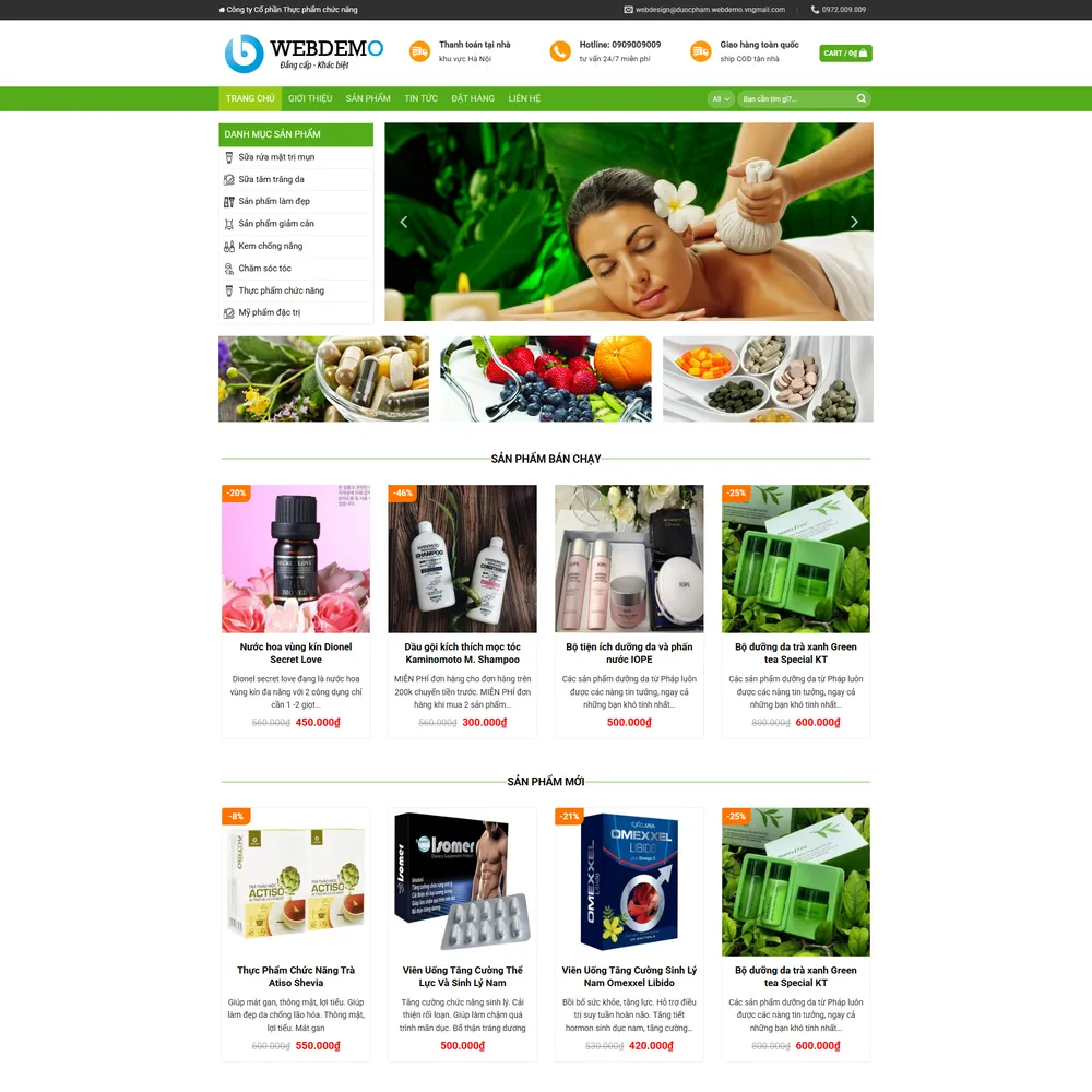 Mẫu website Dược phẩm Thực phẩm chức năng nam giới X Men