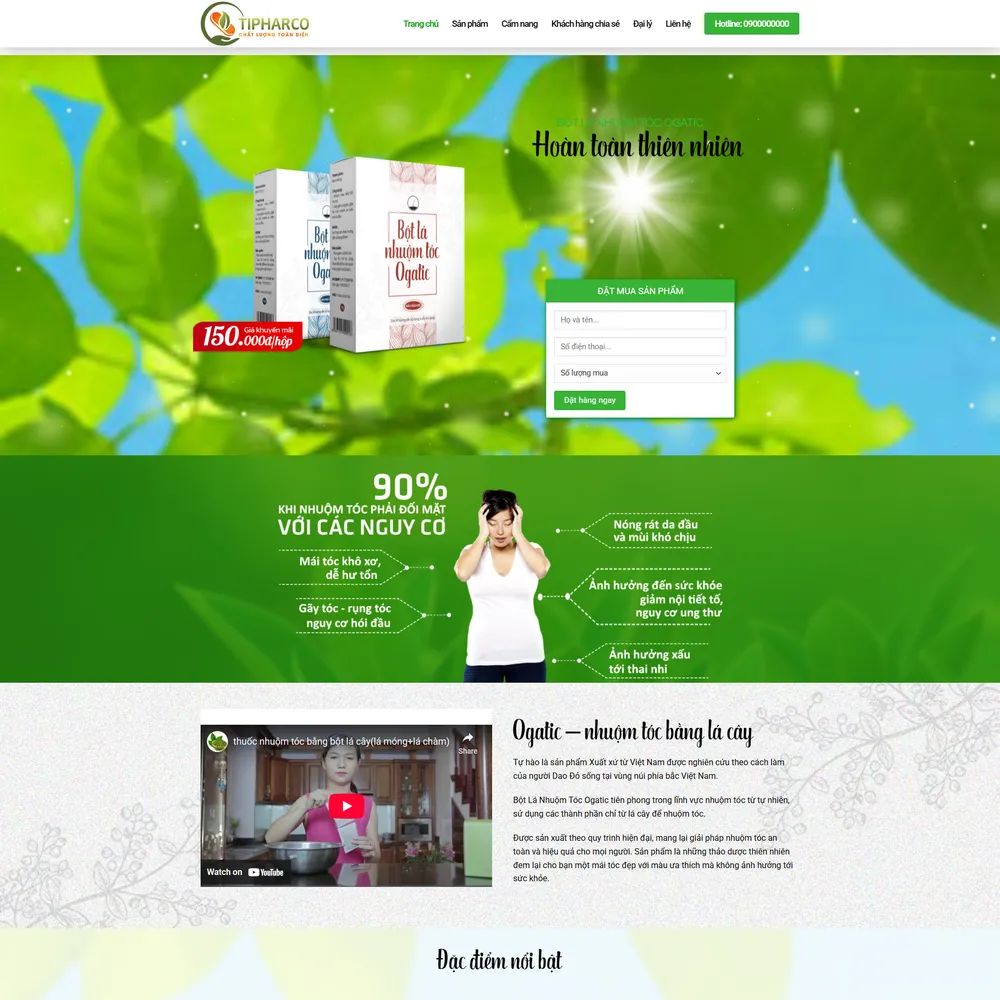 Mẫu website Dược phẩm Bột lá Ogatic