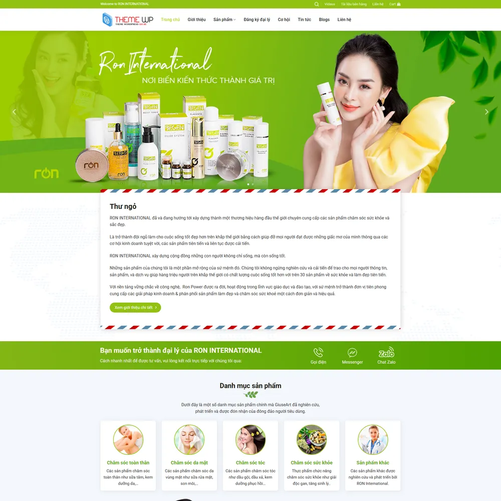 Mẫu website Mỹ phẩm Dược Phẩm Thực phẩm chức năng Homecare