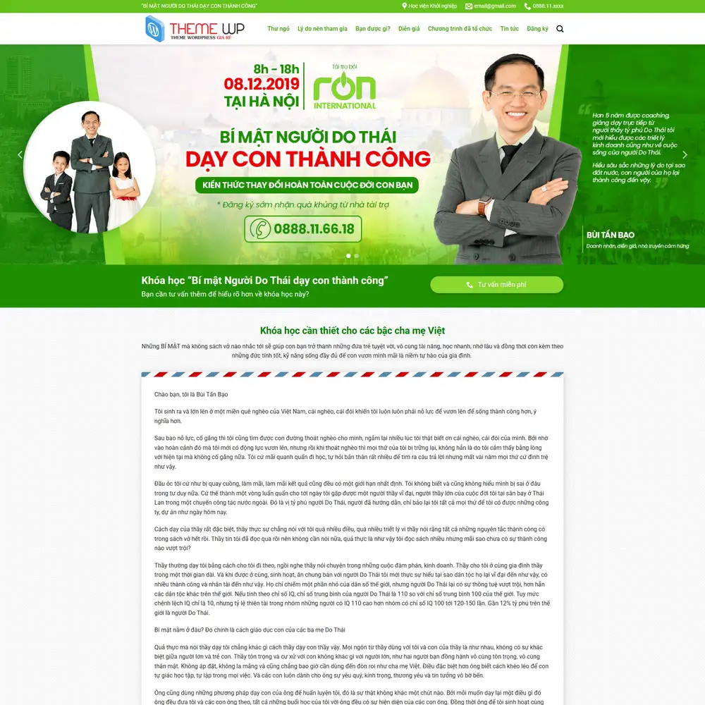 Mẫu website Landingpage Học viện khởi nghiệp