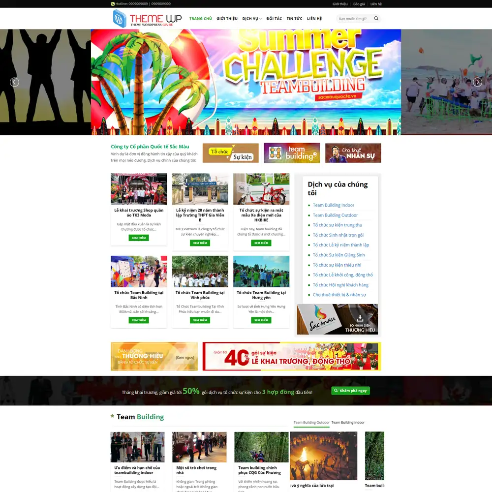 Mẫu website Giới thiệu công ty tổ chức sự kiện Quốc tế Sắc Màu