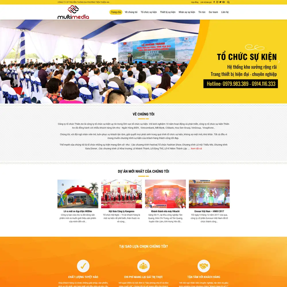 Mẫu website Công ty tổ chức sự kiện thiết bị sự kiện Thiên An