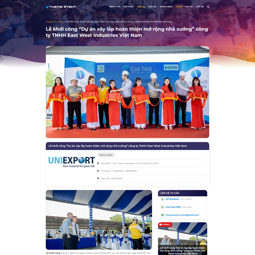 Mẫu website Giới thiệu công ty tổ chức sự kiện EVENT GROUP