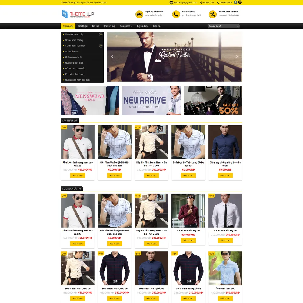 Mẫu website Thời trang nam 360 store
