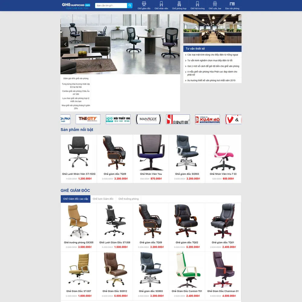 Mẫu website nội thất bàn ghế văn phòng Việt Phát