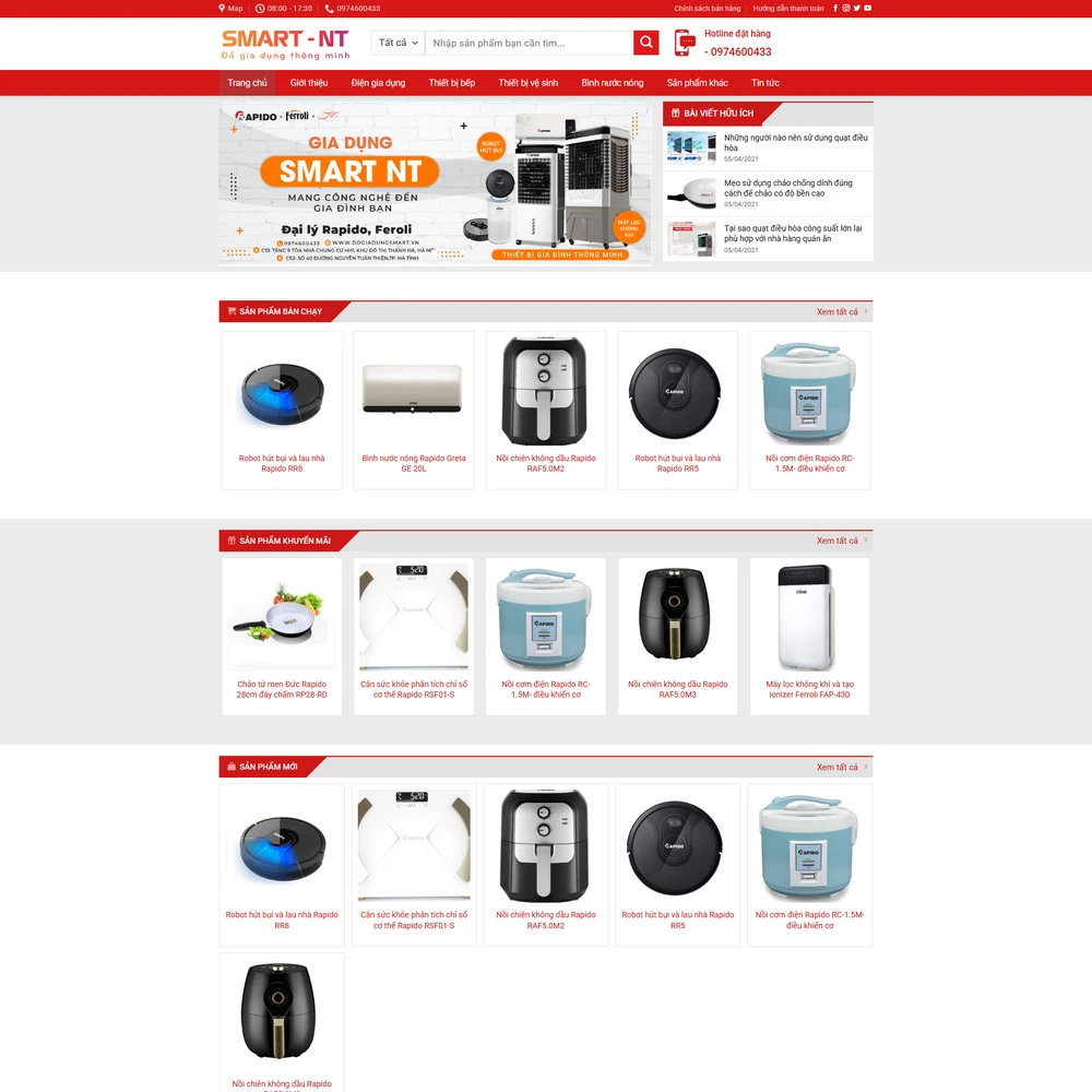 Mẫu website Đồ gia dụng thông minh Ximi home