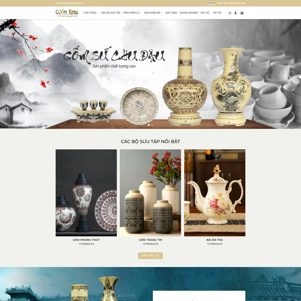 Mẫu website Giới thiệu công ty Gốm sứ, trang trí nội thất Gốm Xinh
