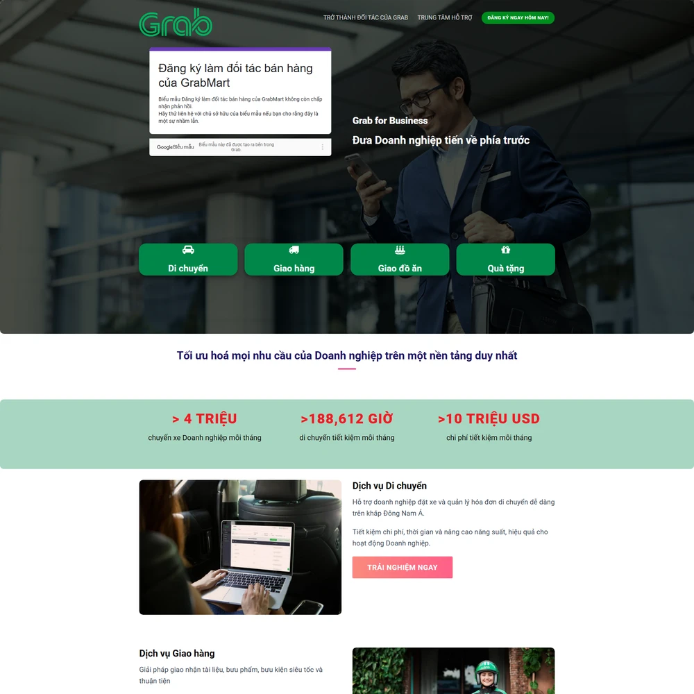 Mẫu website Landingpage Giới thiệu Dịch vụ Grabme