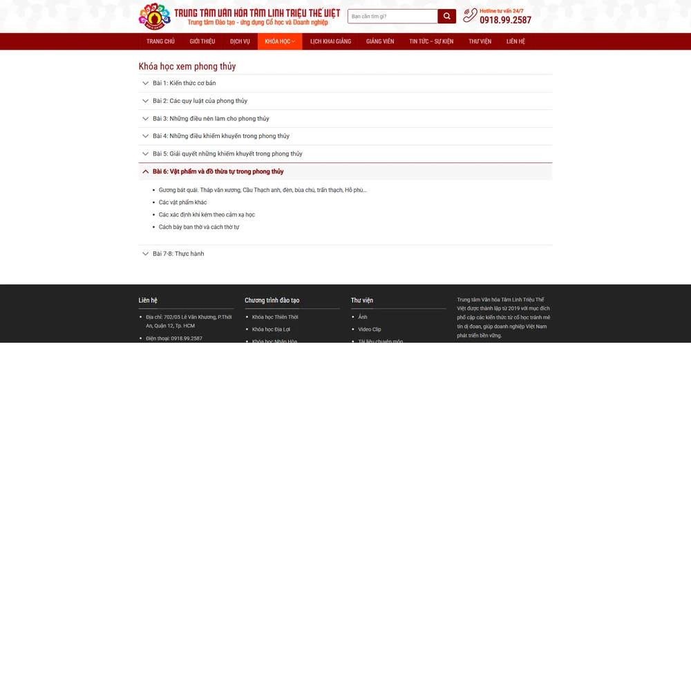 Mẫu website giới thiệu công ty văn hóa tâm linh Triệu Thế Việt