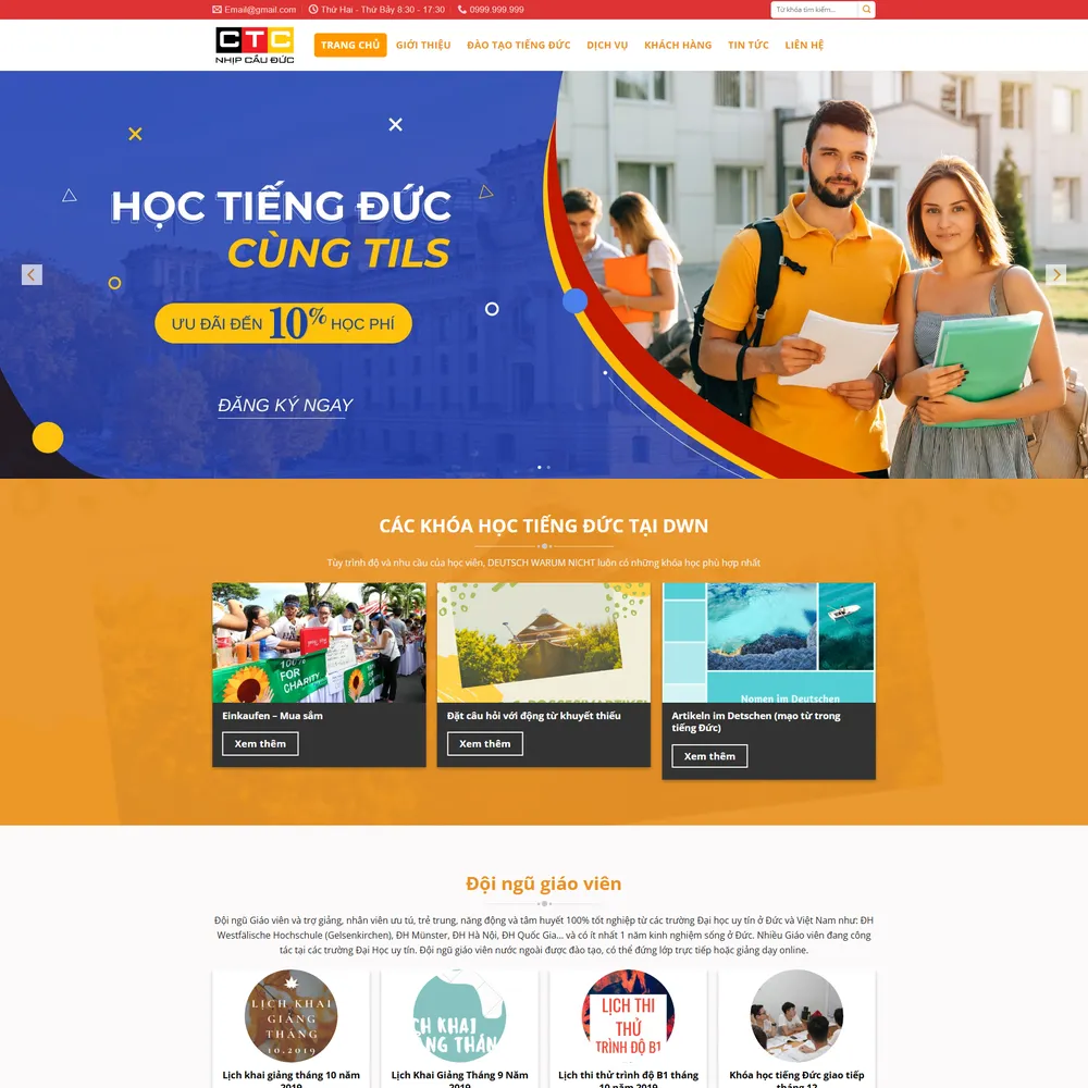 Mẫu website giáo dục Trung tâm đào tạo tiếng Đức DWN