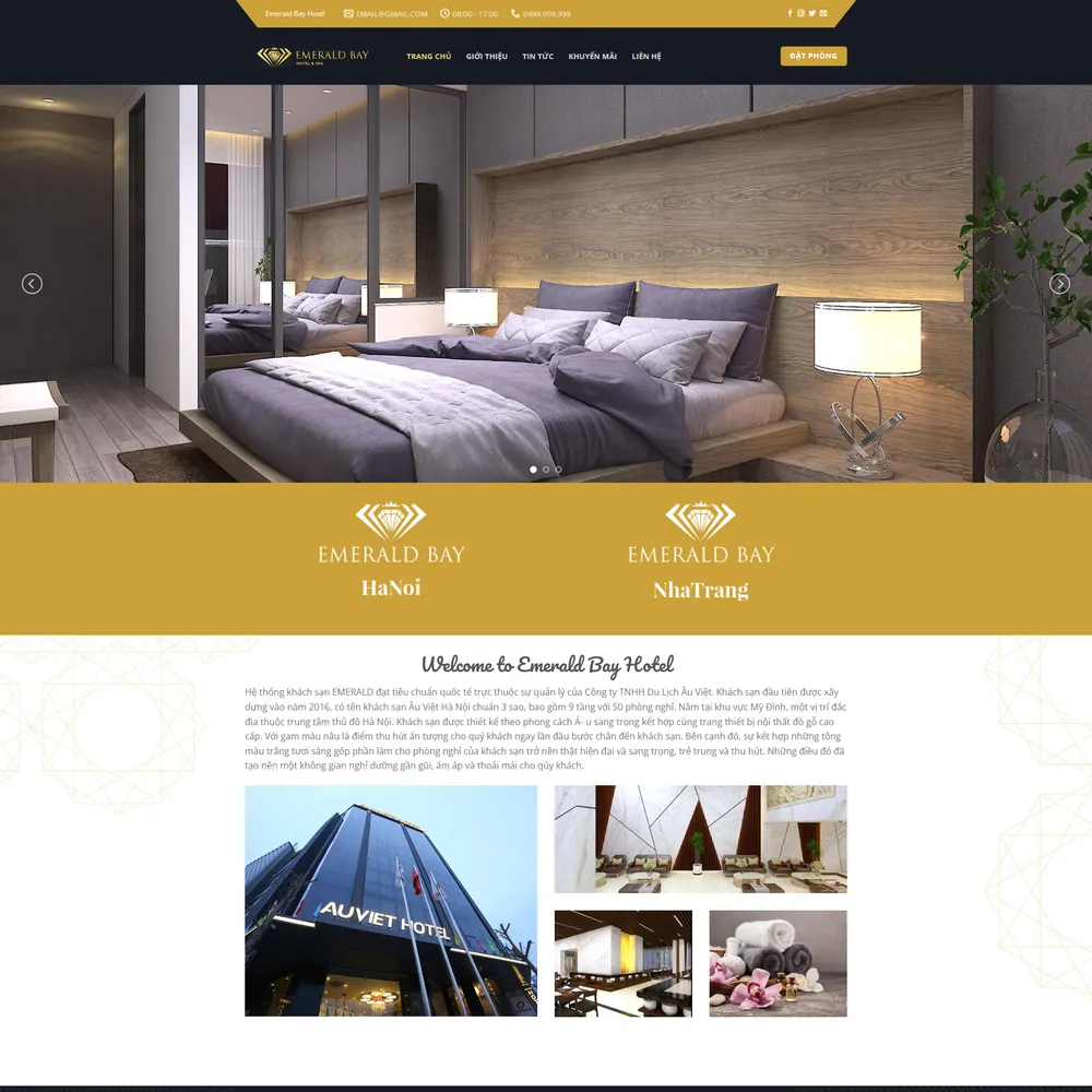 Mẫu website giới thiệu đặt phòng khách sạn Emerald Bay Hotel