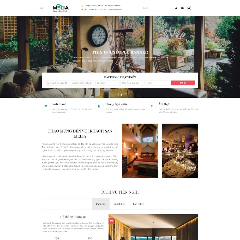 Mẫu website giới thiệu và đặt phòng khách sạn Mesila