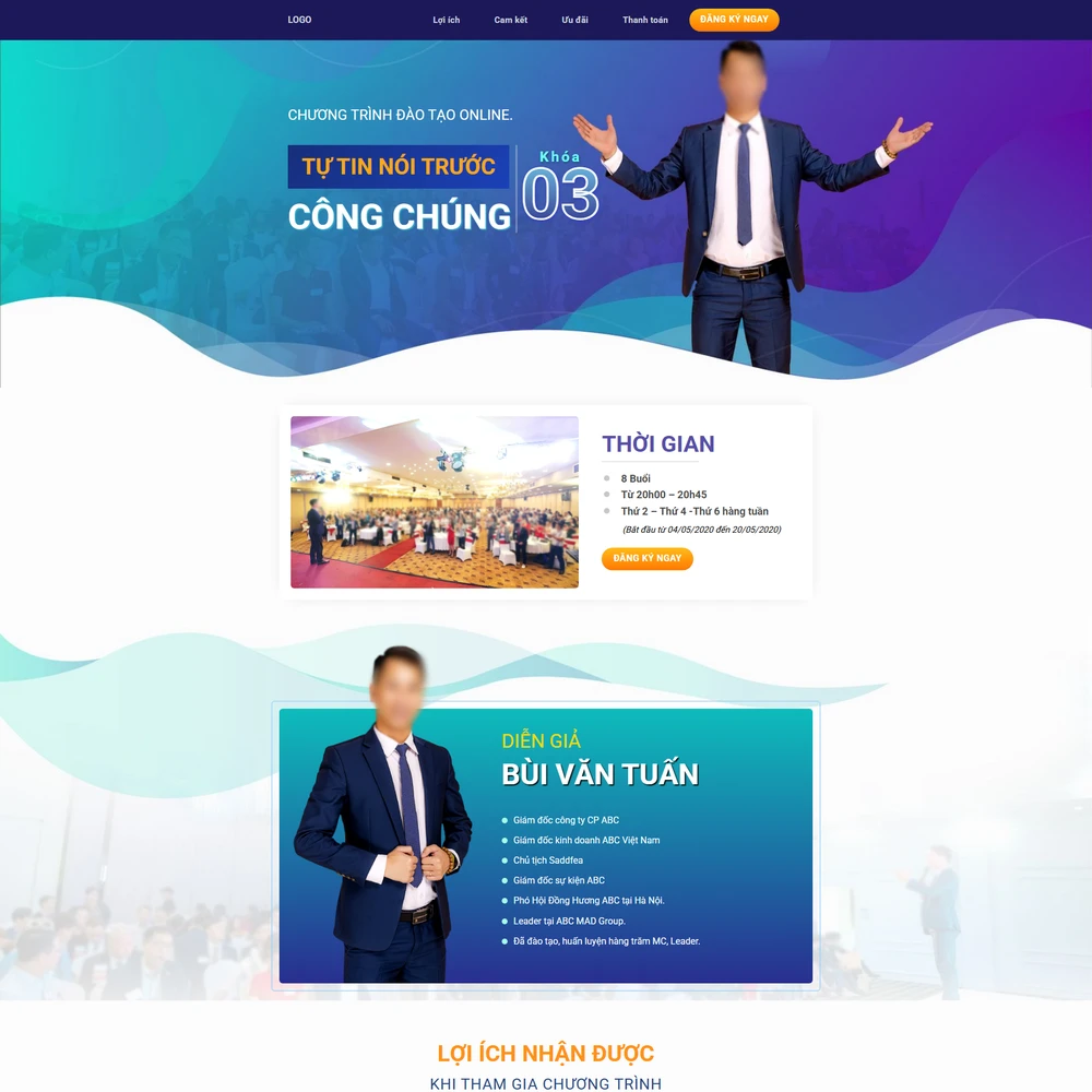Mẫu website Landingpage Đào tạo online, giới thiệu diễn giả iLeader
