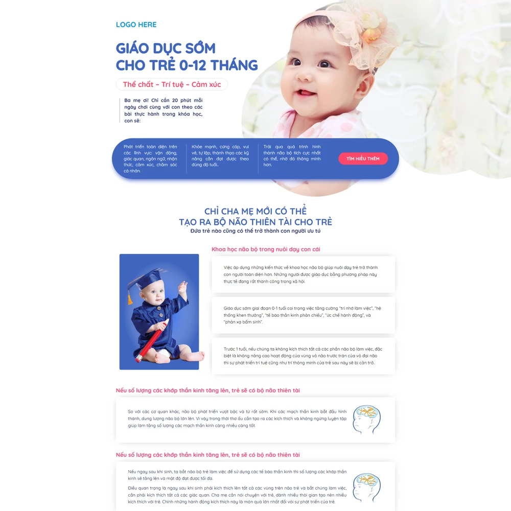 Mẫu website Landingpage giáo dục đào tạo trẻ em, giáo dục sớm Child Hope