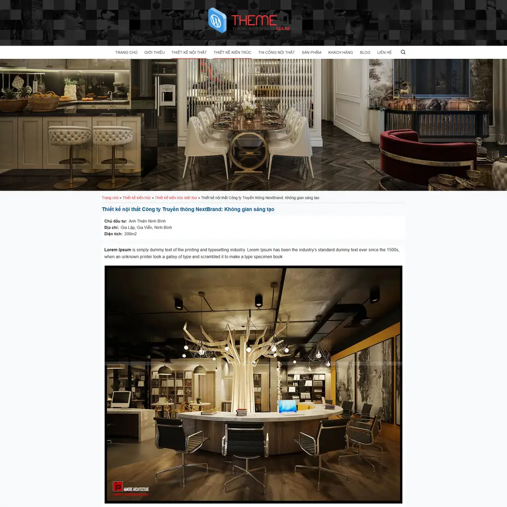 Mẫu theme công ty kiến trúc nội thất xây dựng M-380