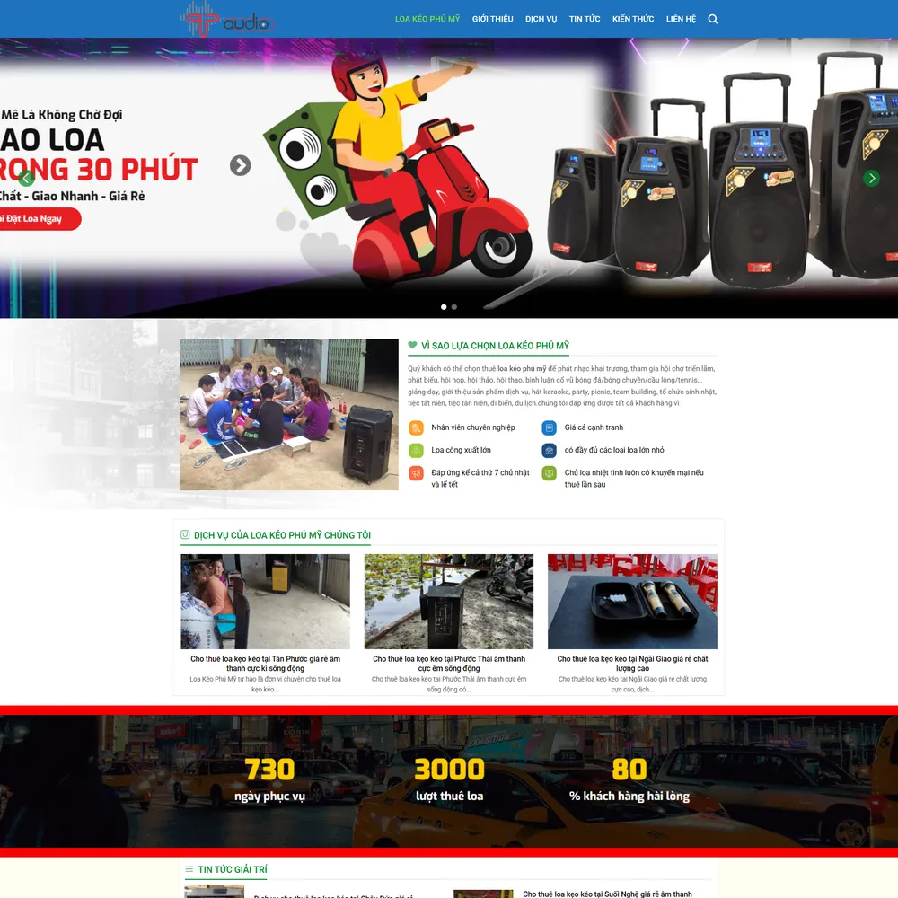 Mẫu website giới thiệu và bán sản phẩm loa kéo M-385