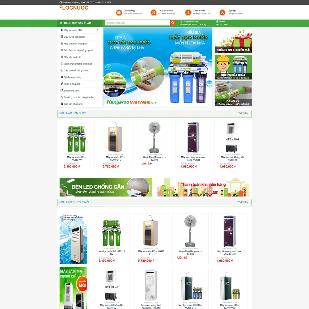 Mẫu website máy lọc nước, thiết bị gia dụng gia đình M-387