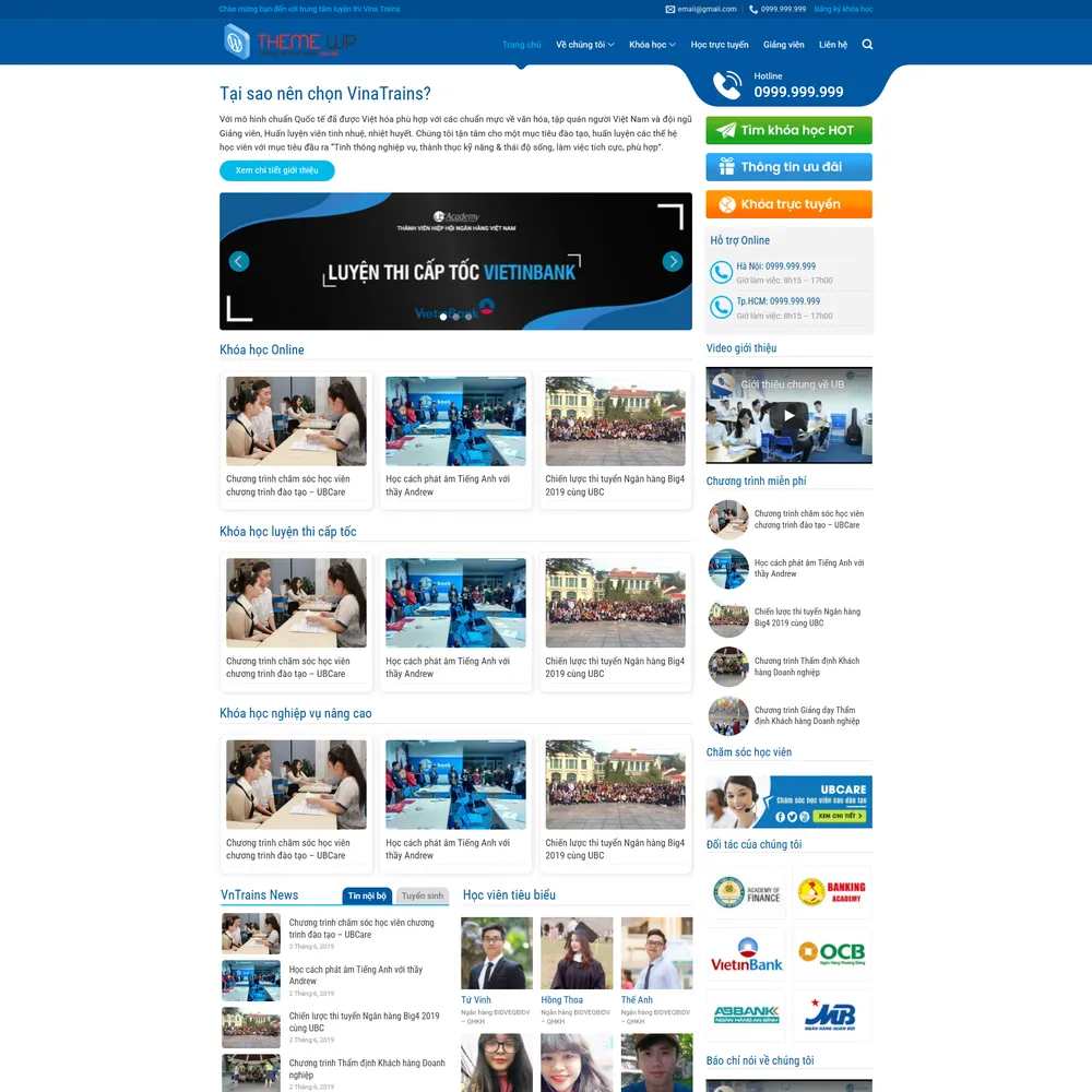 Mẫu website Giới thiệu trung tâm giáo dục, đào tạo, luyện thi M-392