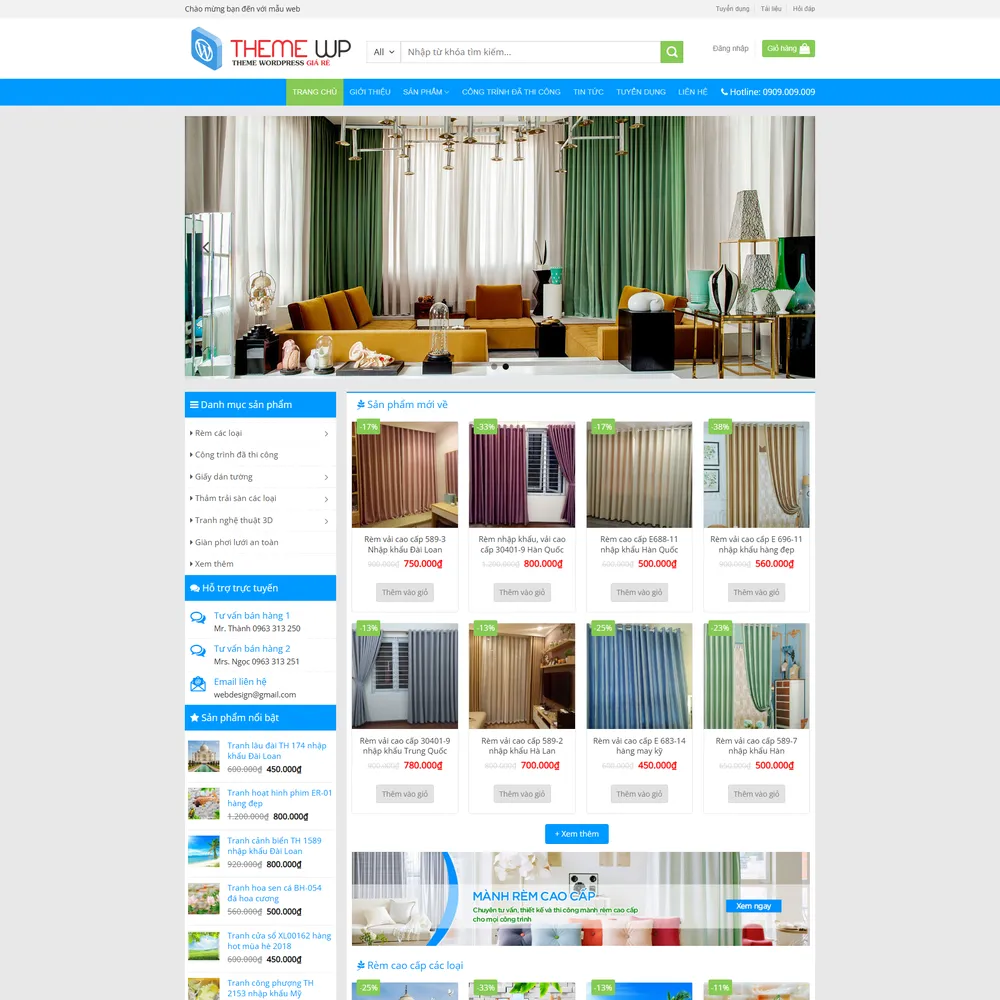 Mẫu website Mành rèm, chăn ga cao cấp M-394